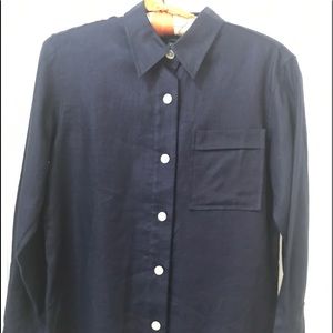 LAUREN Ralph Lauren linen navy shirt.